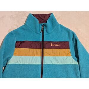 Cotopaxi Women's Teca Full-Zip Fleece Jacket Colorblock Blue Maroon Medium